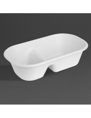 Barquettes ovales 2 compartiments 900ml compostables - Fiesta