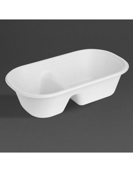 Barquettes ovales 2 compartiments 900ml compostables - Fiesta