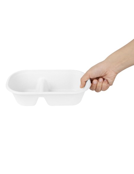 Barquettes ovales 2 compartiments 900ml compostables - Fiesta