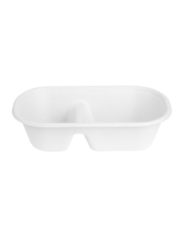 Barquettes ovales 2 compartiments 900ml compostables - Fiesta