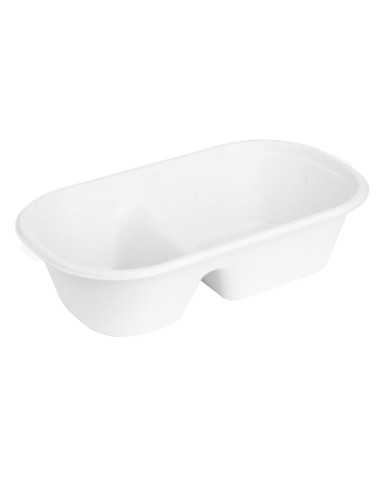 Barquettes ovales 2 compartiments 900ml compostables - Fiesta