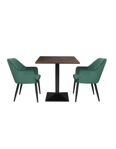 Table carrée Bolero 700 mm effet bois foncé - solide et stable