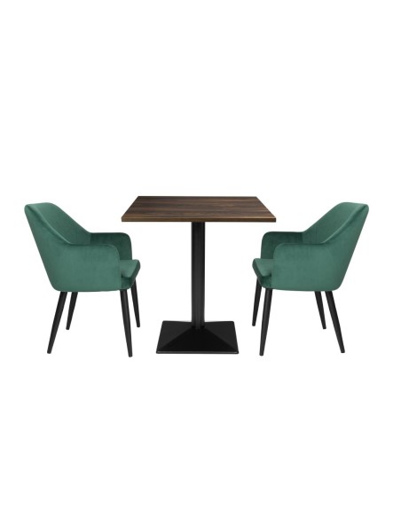 Table carrée Bolero 700 mm effet bois foncé - solide et stable