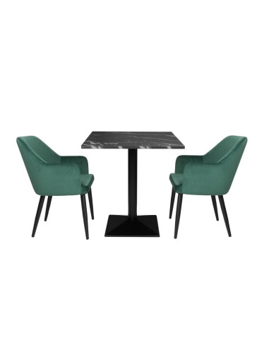 Table carrée Bolero effet pierre noire 700mm