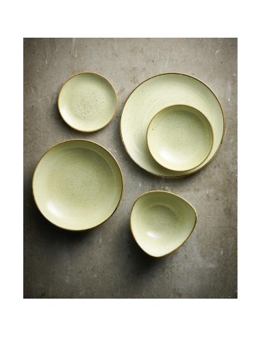 Bols triangulaires Churchill Stonecast Raw Green Lotus 177 mm - Lot de 12