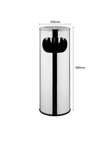 Cendrier poubelle Bolero 12L - Inox noir