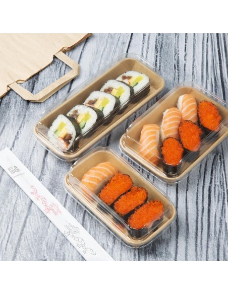 Couvercles PET transparent pour barquettes sushi No.2 - 300