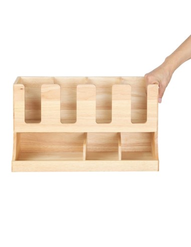 Organisateur de gobelets Olympia en bois d'hévéa - 450x405x240 mm