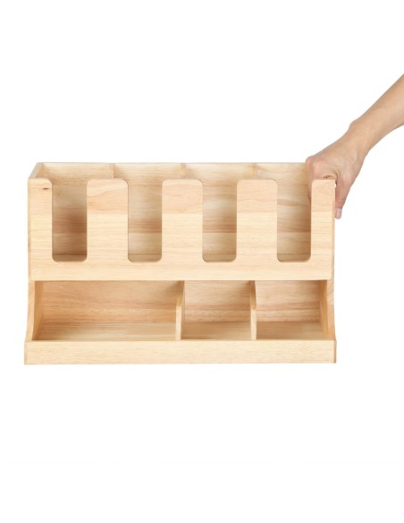 Organisateur de gobelets Olympia en bois d'hévéa - 450x405x240 mm