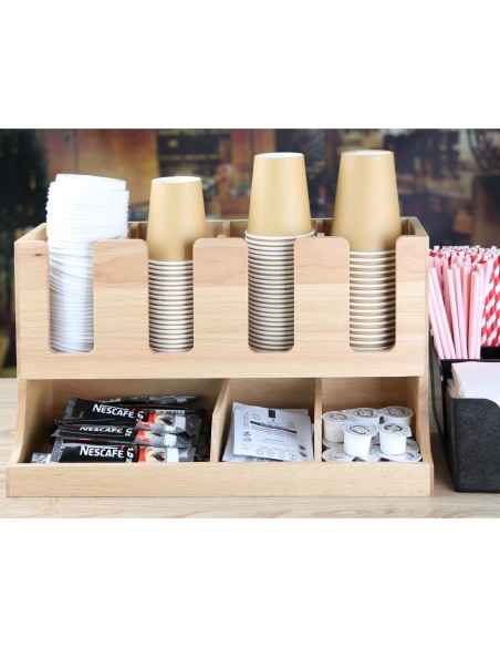 Organisateur de gobelets Olympia en bois d'hévéa - 450x405x240 mm