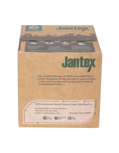 Cube de mouchoirs Jantex Green 100% recyclé - lot de 36
