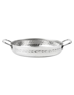 Plat double poignée en inox martelé Olympia 180 mm