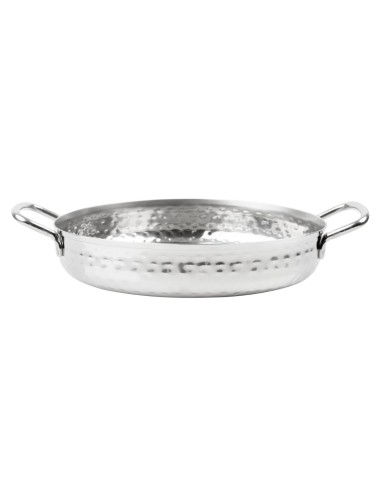 Plat double poignée en inox martelé Olympia 180 mm