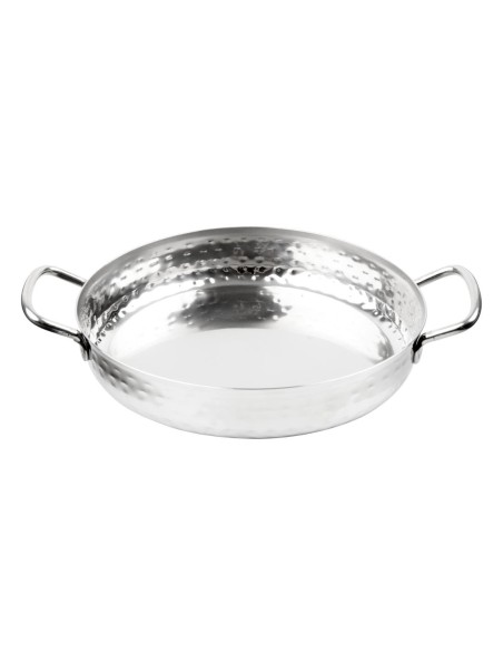 Plat double poignée en inox martelé Olympia 180 mm