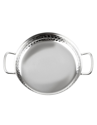Plat double poignée en inox martelé Olympia 180 mm
