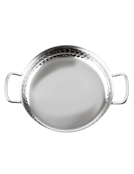 Plat double poignée en inox martelé Olympia 180 mm
