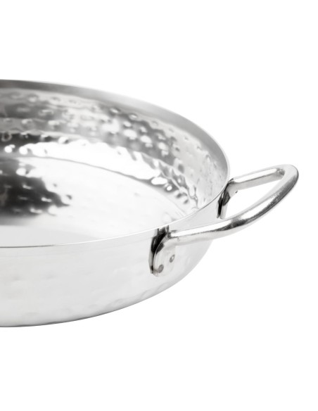 Plat double poignée en inox martelé Olympia 180 mm