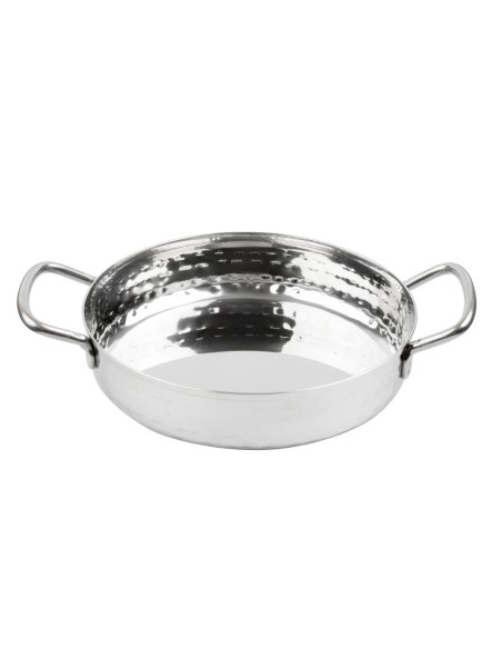 Plat double poignée inox martelé Olympia 125mm - Vente en ligne