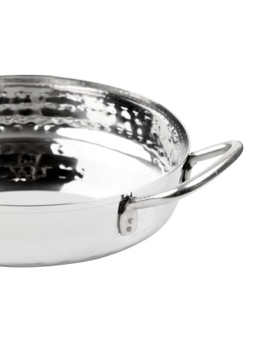 Plat double poignée inox martelé Olympia 125mm - Vente en ligne