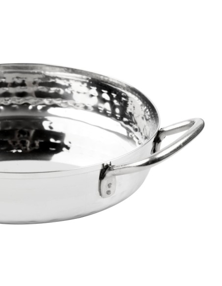 Plat double poignée inox martelé Olympia 125mm - Vente en ligne