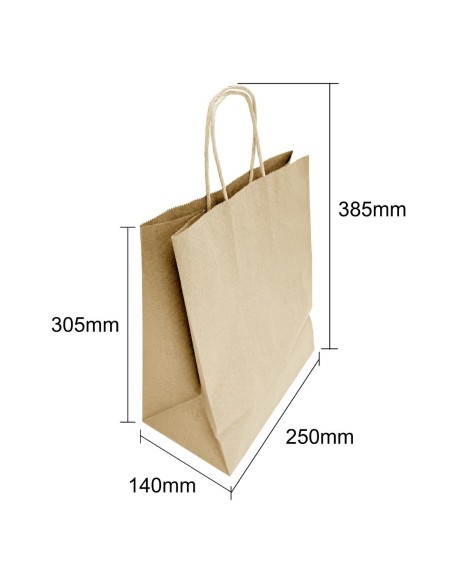 Grands sacs en papier Fiesta Recyclable marron - lot de 250