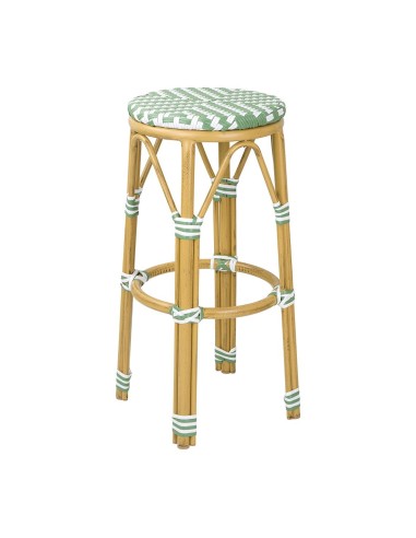 Tabourets de bar en rotin PE Bolero vert clair - lot de 2