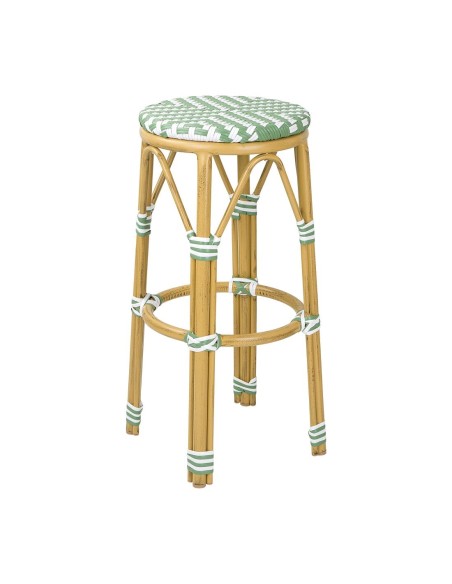 Tabourets de bar en rotin PE Bolero vert clair - lot de 2
