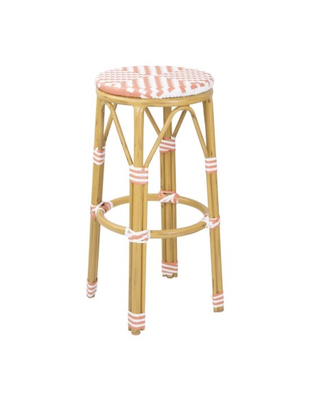 Tabourets de bar en rotin PE Bolero corail - lot de 2