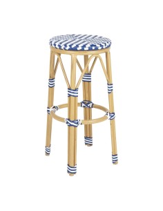 Tabourets de bar en rotin PE Bolero bleu - lot de 2