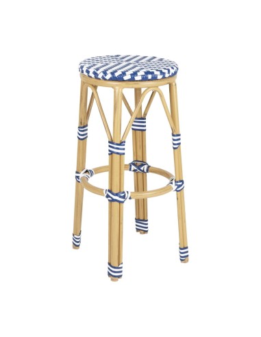 Tabourets de bar en rotin PE Bolero bleu - lot de 2