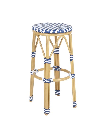 Tabourets de bar en rotin PE Bolero bleu - lot de 2