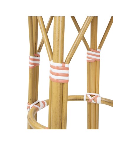 Tabourets de bar en rotin PE Bolero corail - lot de 2