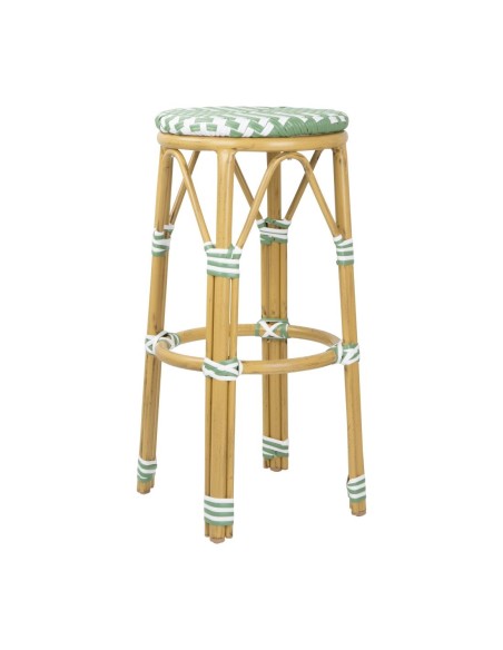 Tabourets de bar en rotin PE Bolero vert clair - lot de 2