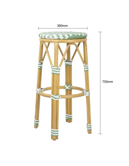 Tabourets de bar en rotin PE Bolero vert clair - lot de 2