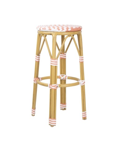 Tabourets de bar en rotin PE Bolero corail - lot de 2