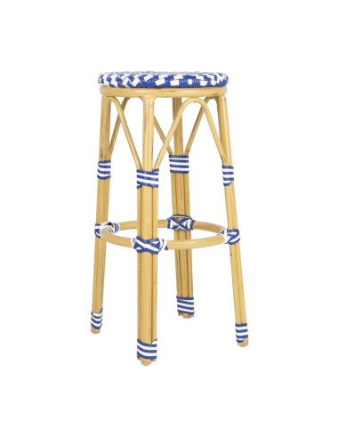 Tabourets de bar en rotin PE Bolero bleu - lot de 2