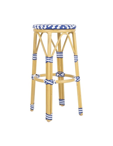 Tabourets de bar en rotin PE Bolero bleu - lot de 2