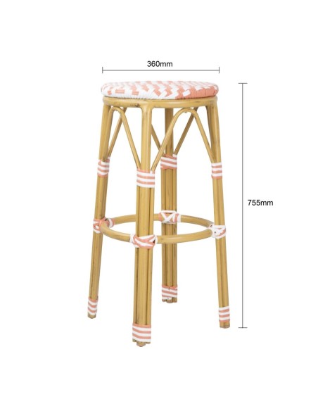 Tabourets de bar en rotin PE Bolero corail - lot de 2