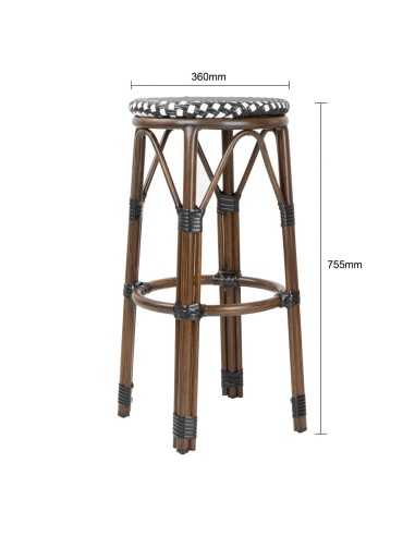 Tabourets de bar Bolero rotin PE style parisien - lot de 2