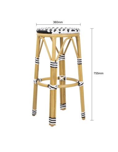 Tabourets de bar en rotin PE noir Bolero - lot de 2