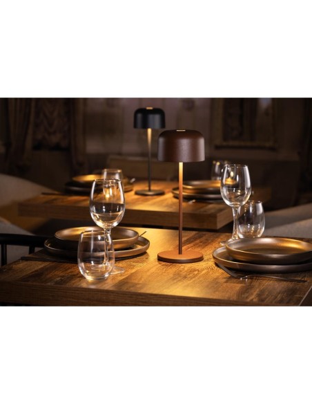 Lampe de table Olympia Lucca marron - rechargeable et sans fil