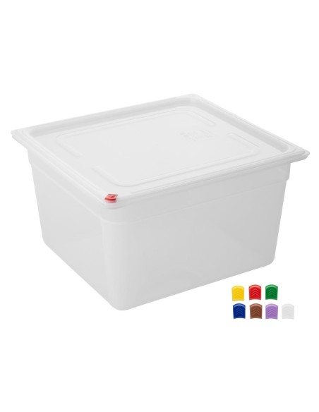 Bacs PP Hygiplas Click GN 2/3 16,1L - lot de 4 avec clips HACCP