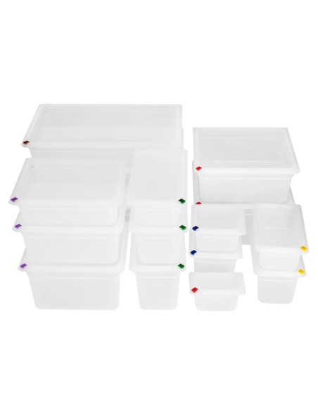 Bacs PP Hygiplas Click GN 2/3 12L - lot de 4 avec clips couleur