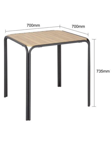 Table carrée Bolero Santorini 700 mm - Polywood & acier