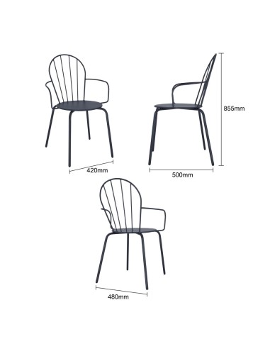 Fauteuils Bolero Adeline bleu ardoise - lot de 4