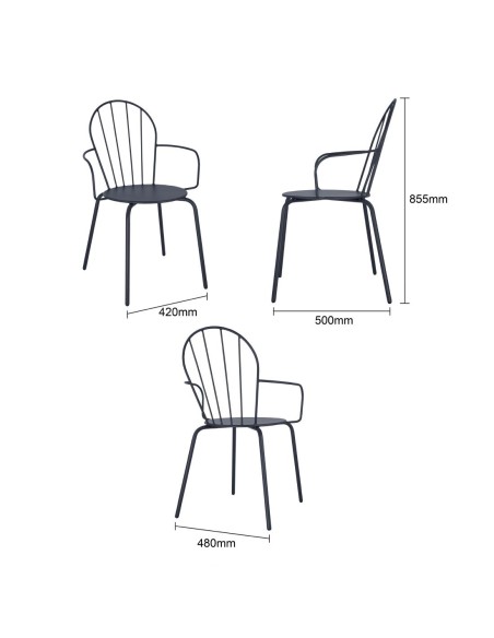 Fauteuils Bolero Adeline bleu ardoise - lot de 4