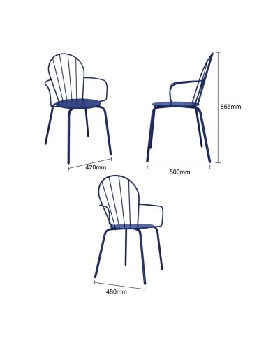 Fauteuils Bolero Adeline bleu marine - lot de 4