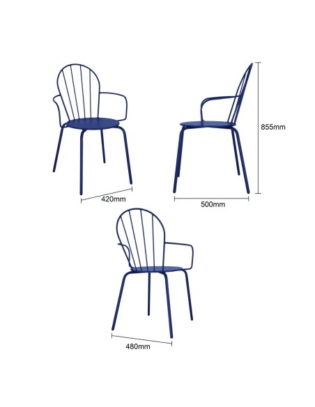 Fauteuils Bolero Adeline bleu marine - lot de 4