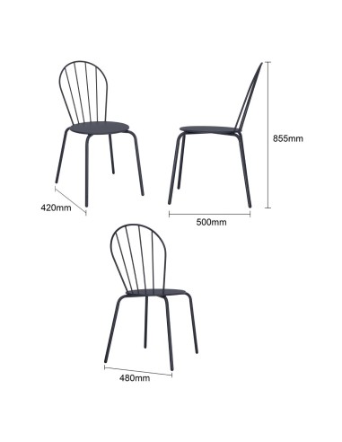 Chaises Bolero Adeline bleu ardoise - lot de 4