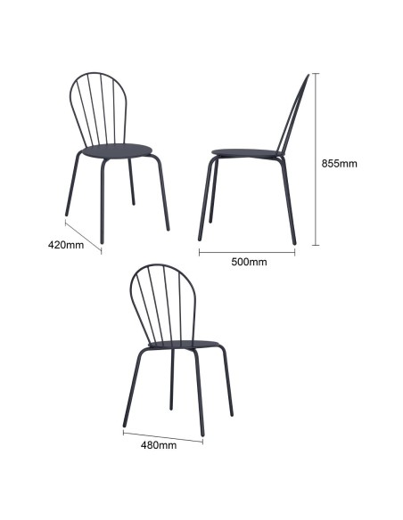 Chaises Bolero Adeline bleu ardoise - lot de 4